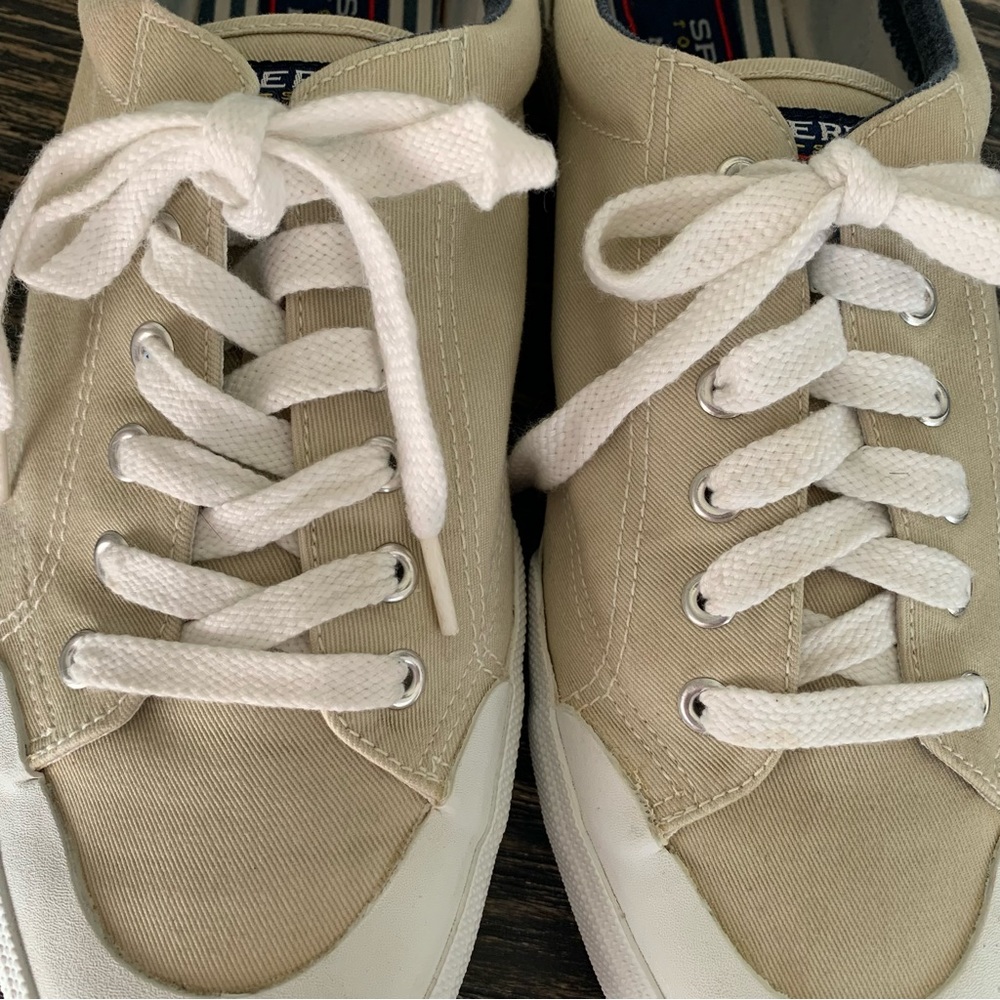 Sperry ⛵️ Top Sider Marine Lace Up Boat Shoes 12M Tan Navy Maroon - Picture 6 of 11